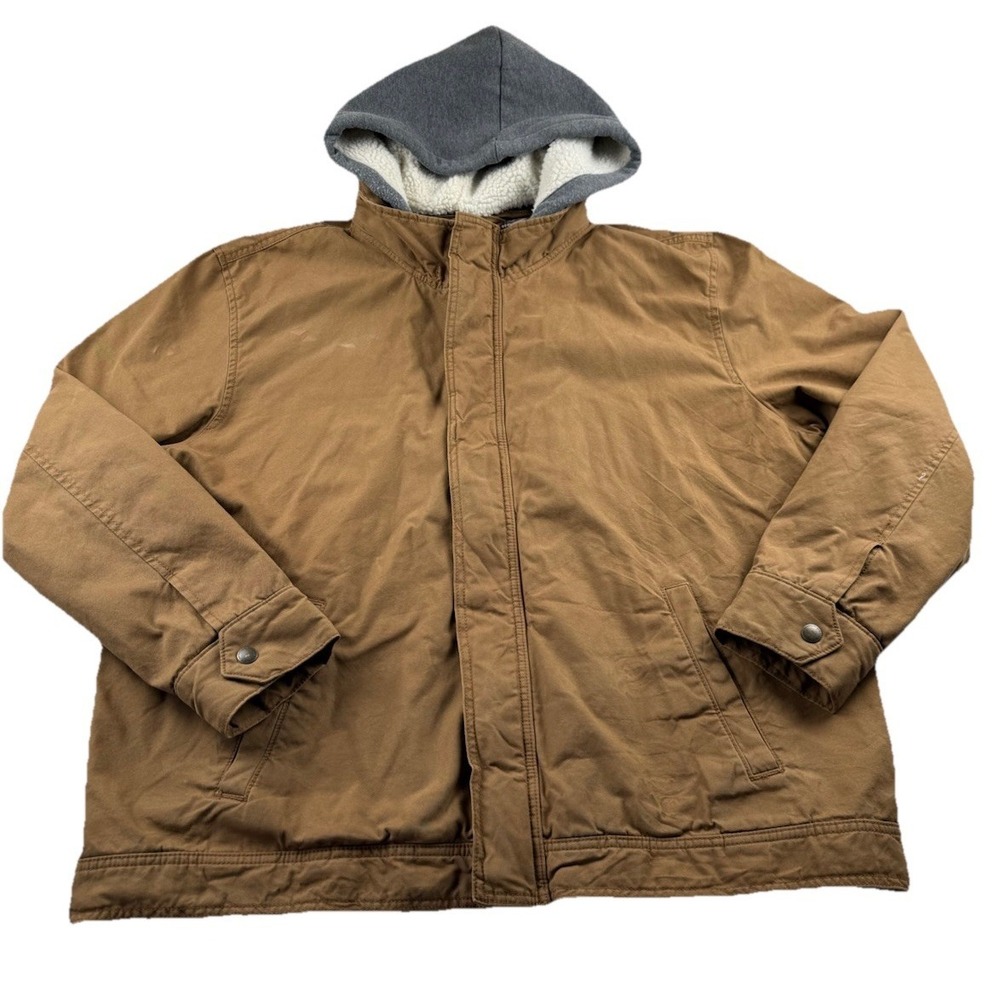 American Eagle Canvas Sherpa Jacket Removable Hood Plaid Lined Men XXXL Workwear
